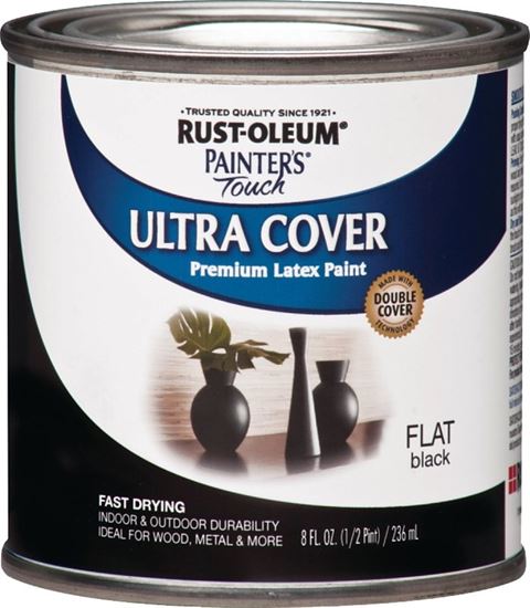 Rust-Oleum 1976730 Enamel Paint, Water, Flat, Black, 0.5 pt, Can, 120 sq-ft Coverage Area