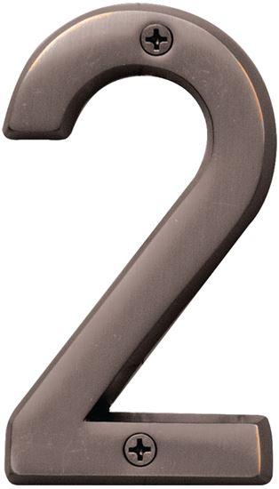 Hy-Ko Prestige Series BR-42OWB/2 House Number, Character: 2, 4 in H Character, Bronze Character, Solid Brass, Pack of 3