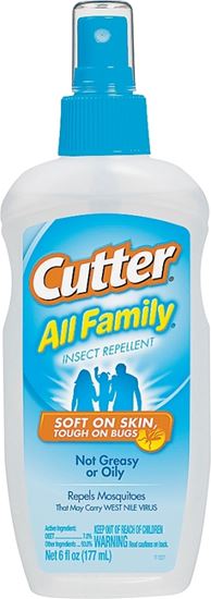 Cutter ALL FAMILY 51070-6 Insect Repellent, 6 fl-oz Bottle, Liquid, Pale Yellow/Water White, Alcohol, Deet