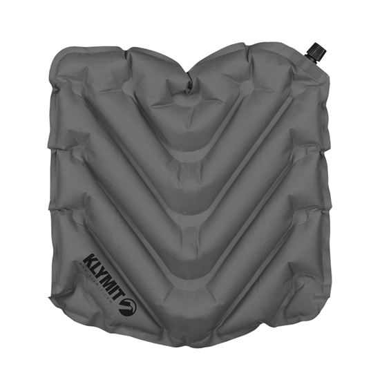 Klymit V Seat 12VSGR01B Seat Cushion, 14-1/2 in OAL, 13-1/2 in OAW, 1-1/2 in OAH, 75D Polyester Seat, Gray Seat