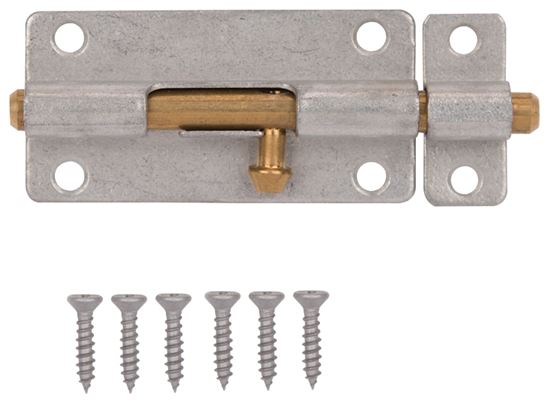 ProSource 20473MGS-PS Barrel Bolt, 0.31 Dia in Bolt Head, 4 in L Bolt, Brass Pin/Steel, Galvanized Zinc Plated