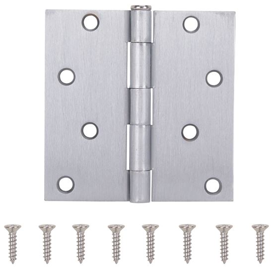 ProSource 20339SCX Square Corner Door Hinge, Steel, Satin Chrome, Loose Pin, 180 deg Range of Motion