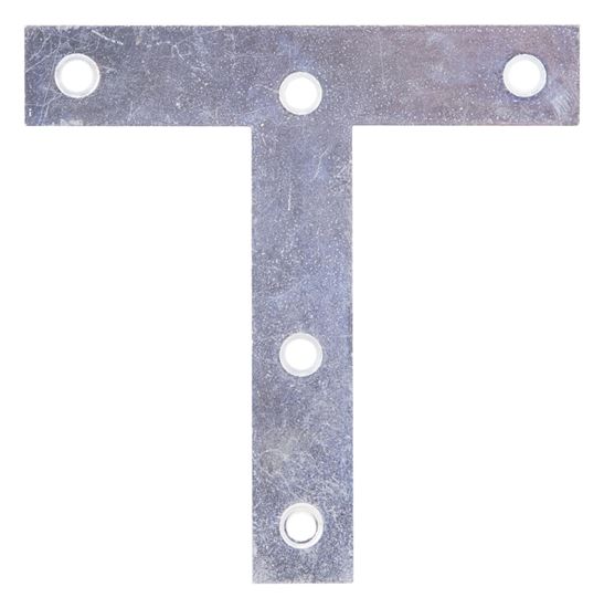 ProSource TP-Z04-C2PS T-Plate, 4 in L, 4 in W, 2 mm Thick, Steel, Zinc