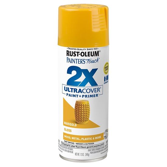 Rust-Oleum Painter's Touch 2X Ultra Cover 346955 Spray Paint, Gloss, Marigold, 12 oz, Aerosol Can