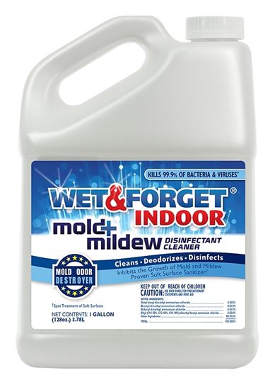 Wet & Forget 802128 Mold and Mildew Disinfectant Cleaner, 128 oz, Liquid, Bland, Clear