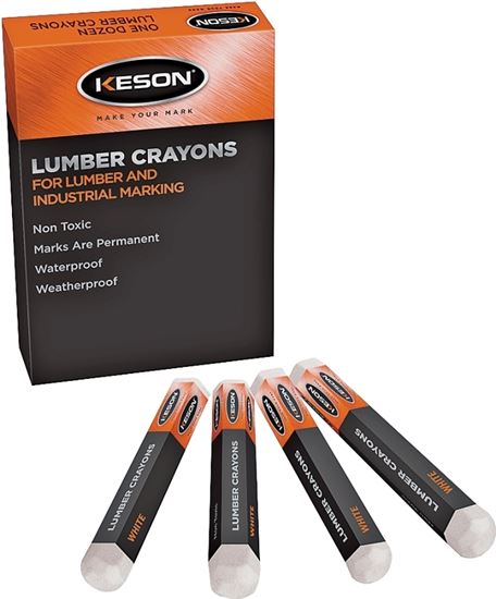 Keson LCWHITE Hard Lumber Crayon, White, 0.318 in Dia, 5 in L, Pack of 12