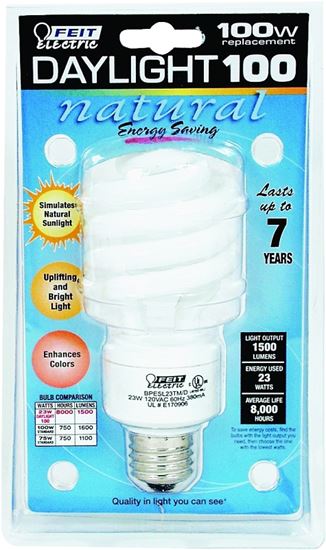 Feit Electric BPESL23TM/D Compact Fluorescent Light, 23 W, Spiral Lamp, Medium E26 Lamp Base, 1600 Lumens