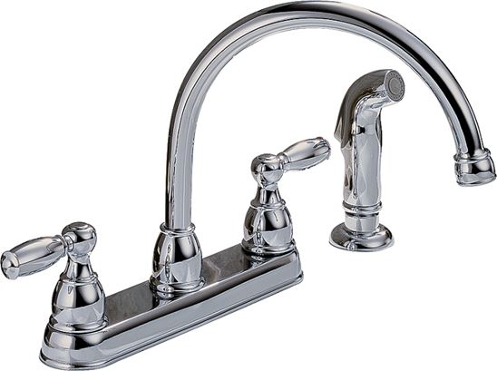 Delta Peerless Claymore Series P299575LF Kitchen Faucet, 1.8 gpm, 2-Faucet Handle, Chrome Plated, Deck, Lever Handle