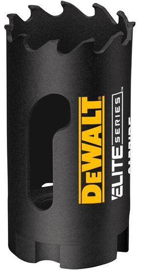 DeWALT ELITE Series DAH3114 Hole Saw, 1-1/4 in Dia, 1-3/4 in D Cutting, 1/2 in Arbor, 3 TPI, Carbide Cutting Edge