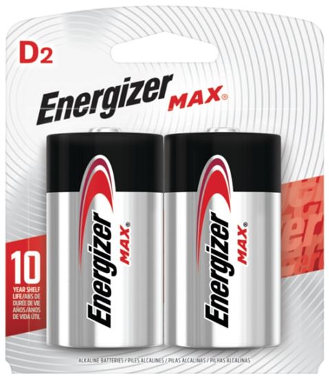 Energizer E95BP-2 Battery, 1.5 V Battery, D Battery, Alkaline, Manganese Dioxide, Zinc