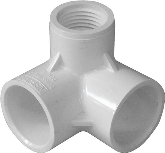 IPEX 235035 Side Outlet Elbow, 3/4 x 3/4 x 1/2 in, Socket x Socket x FNPT, PVC, White, SCH 40 Schedule