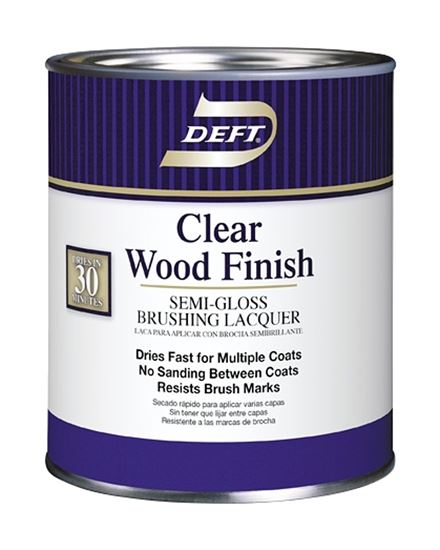 Deft 011-04 Brushing Lacquer, Semi-Gloss, Liquid, Clear, 1 qt, Can