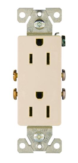 Eaton Wiring Devices 1107LA Duplex Receptacle, 2 -Pole, 15 A, 125 V, Back, Side Wiring, NEMA: 5-15R, Light Almond