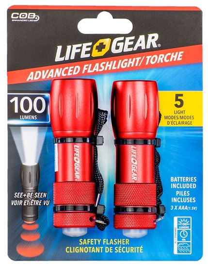 Life+Gear LG09-60589-SA4 Flashlight, AAA Battery, LED Lamp, 160 Lumens, Narrow, Wide Beam, 1 hr Run Time, Assorted