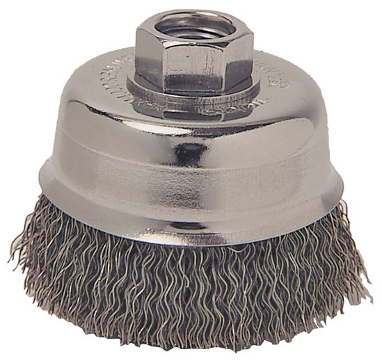 Weiler 36031 Wire Cup Brush, 3 in Dia, 5/8-11 Arbor/Shank, Carbon Steel Bristle