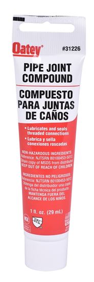 Oatey 31226 Pipe Joint Compound, 1 oz Tube, Liquid, Paste, Gray, Pack of 12