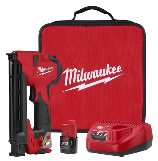 Milwaukee M12 2448-21 Cable Stapler Kit, Battery Included, 12 V, 2 Ah, 2.65 in W Crown, 6-1/2 in L Leg, Medium Crown Staple