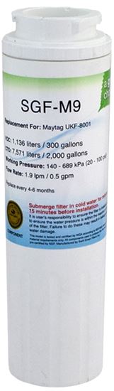 Swift Green Filters SGF-M9 Refrigerator Water Filter, 0.5 gpm, Coconut Shell Carbon Block Filter Media