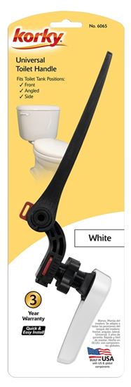 Korky 6065BP Toilet Flush Handle, Front, Neo-Angle, Side Mounting, 8 in L Flush Arm, Metal/Plastic