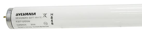 Sylvania 22252 Fluorescent Bulb, 20 W, T12 Lamp, Medium G13 Lamp Base, 1170 Lumens, 3000 K Color Temp, Warm White Light, Pack of 6