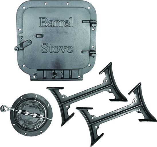 US STOVE BK100E/BSK1000 Barrel Stove Kit, Iron, For: 30 or 55 gal Barrel Drums, 2-Piece