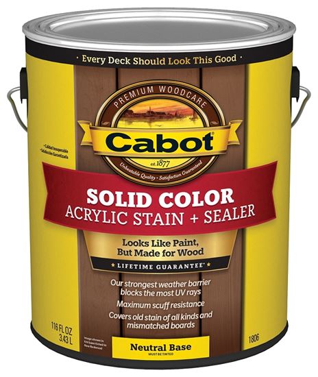 Cabot 140.0001806.007 Solid Stain, Low Luster, Neutral, Liquid, 1 gal, Pack of 4