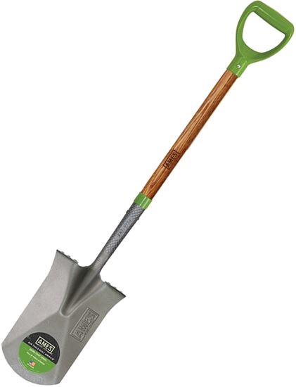 Ames 2593800 Garden Spade, 8-1/4 in W Blade, Steel Blade, Hardwood Handle, D-Shaped Handle, 24 in L Handle