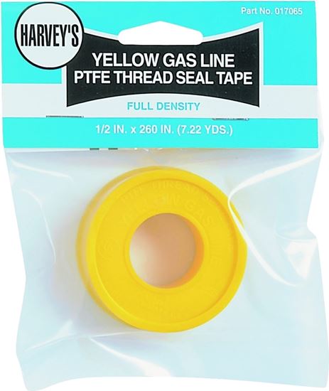 Harvey 017065 Thread Seal Tape, 260 in L, 1/2 in W, PTFE, Yellow