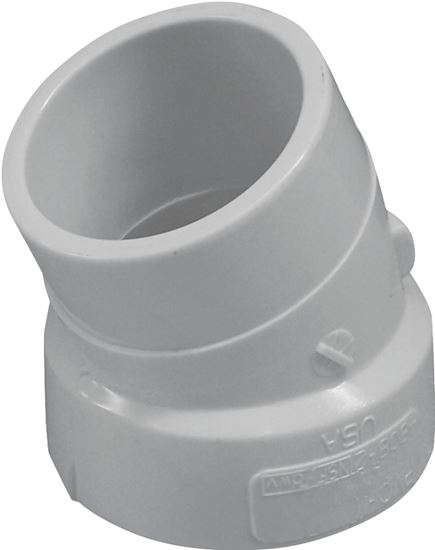 Canplas 192562 Street Pipe Elbow, 2 in, Spigot x Hub, 22.5 deg Angle, PVC, White