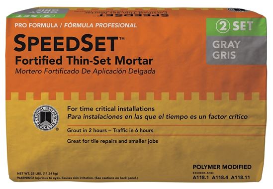 Custom SpeedSet Series SDS25 Thin-Set Mortar, Gray, Powder, 25 lb, Bag