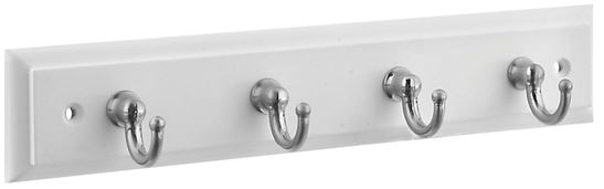 National Hardware Keytidy B8175 Series 813071 Key Rack, 4-Key Hook, Wood, White, Satin Nickel, 8-3/4 in L, 4 in W