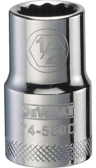 DeWALT DWMT74560OSP Drive Socket, 1/2 in Socket, 1/2 in Drive, 12-Point, Vanadium Steel, Polished Chrome