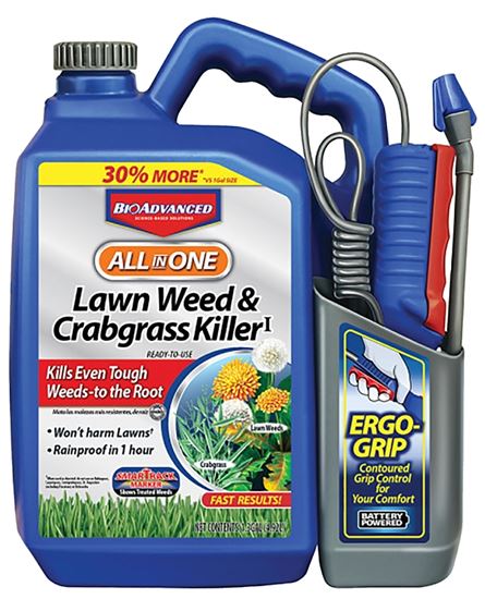 BioAdvanced 704138A Weed and Crabgrass Killer, Liquid, Black/Brown, 1.3 gal