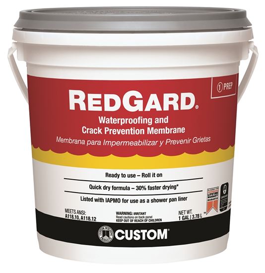 CUSTOM REDGARD LQWAF1-2 Waterproofing and Crack Prevention Membrane, Liquid, Red, 1 gal, Pail, Pack of 2