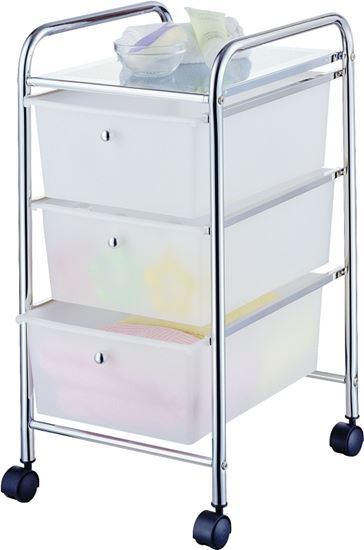 Simple Spaces G003-CH Storage Cart, 15-3/8 in OAW, 25-5/8 in OAH, 13 in OAL, 3-Shelf, White Shelf