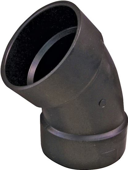 Thrifco Plumbing 6792503 1/8 Bend Pipe Elbow, 3 in, Hub, 45 deg Angle, ABS, Black