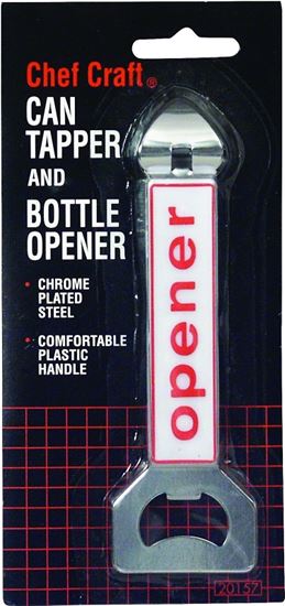 Chef Craft 20157 Bottle Opener and Can Tapper, Steel, Plastic Handle, 5-1/2 in OAL