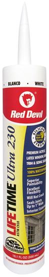 Red Devil Lifetime 0770 Acrylic Sealant, White, 40 to 90 deg F, 10.1 fl-oz Cartridge, Pack of 12