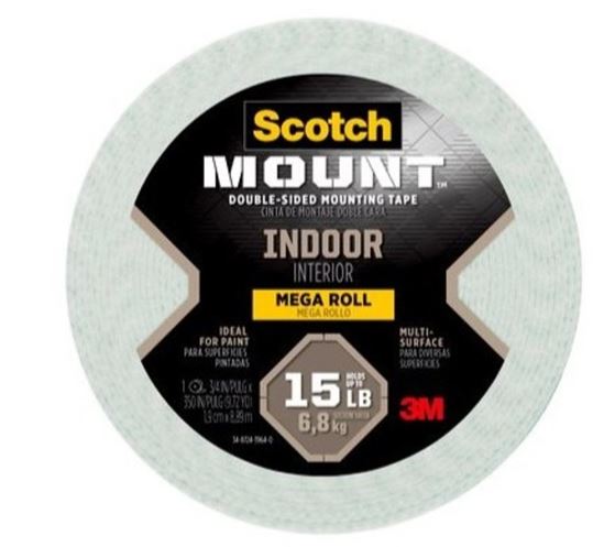 Scotch-Mount 110H-LONG-DC Mounting Tape, 350 in L, 3/4 in W, Foam Backing, White