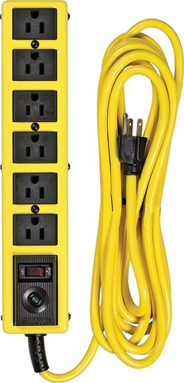 CCI 5138N Surge Protector Power Strip, 125 V, 15 A, 6 -Outlet, 1050 J Energy, Black/Yellow