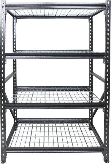 ProSource RCK48X24X72GRY Shelving Unit, 5000 lb Capacity, 4-Shelf, 48 in OAW, 24 in OAD, 72 in OAH, Gray, Hammertone