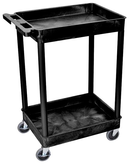 Luxor RPSTCS11-B Utility Tub Cart, 300 lb, 2-Shelf, Black, 24 in OAW, 37-1/2 in OAH