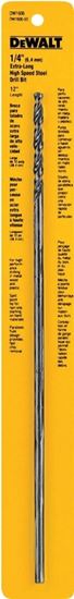 DeWALT DW1606 Drill Bit, 1/4 in Dia, 12 in OAL, Spiral Flute, 1/4 in Dia Shank, Round Shank