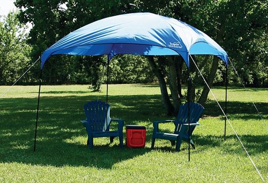 Texsport 02901 Dining Canopy, 9 ft L, 9 ft W, Fiberglass/Steel Frame, Polyurethane Canopy, Brilliant Blue Canopy