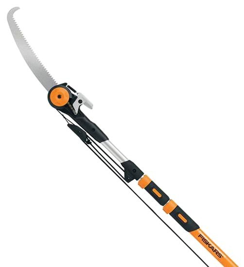 Fiskars 394631-1001 Pole Saw and Pruner, 1-1/4 in Dia Cutting Capacity, Steel Blade, 7 to 16 ft L Extension