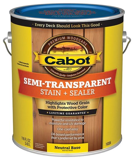 Cabot 140.0016306.007 Deck and Siding Stain, Flat, Neutral Base, Liquid, 1 gal, Pack of 4