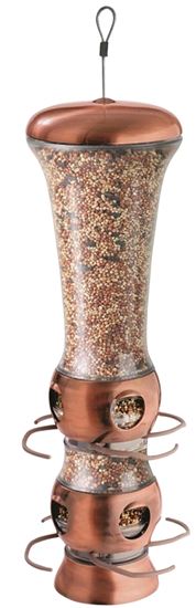 Perky-Pet 112-4 Wild Bird Feeder, 15-1/2 in H, 3.5 lb, Plastic, Clear, Copper, Hanging Mounting