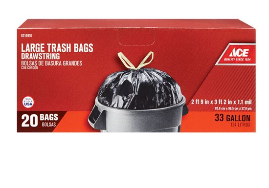 Ace 33 Gallon Trash Bags Drawstring - 20 pk - Essex County Co-Op