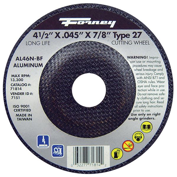 Forney Metal Cut-Off Wheel 4-1/2 in. Dia. x .045 in. thick x 7/8 in. # ...