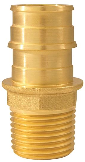 Apollo ExpansionPEX Series EPXMA3412 Pipe Adapter, 3/4 x 1/2 in, Barb x MPT, Brass, 200 psi Pressure